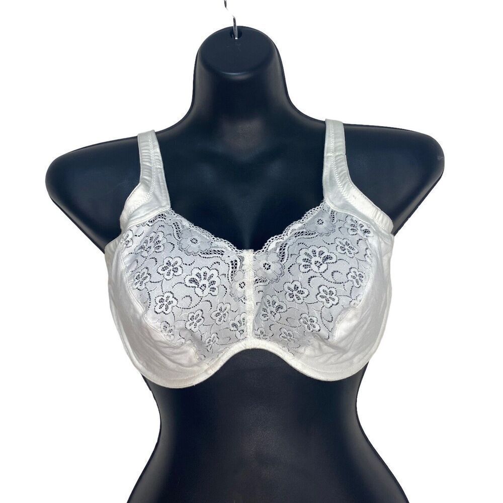 Vintage Maidenform Sz 36DD 9200 White Eyelet Bra‎ Cotton Cups Unlined